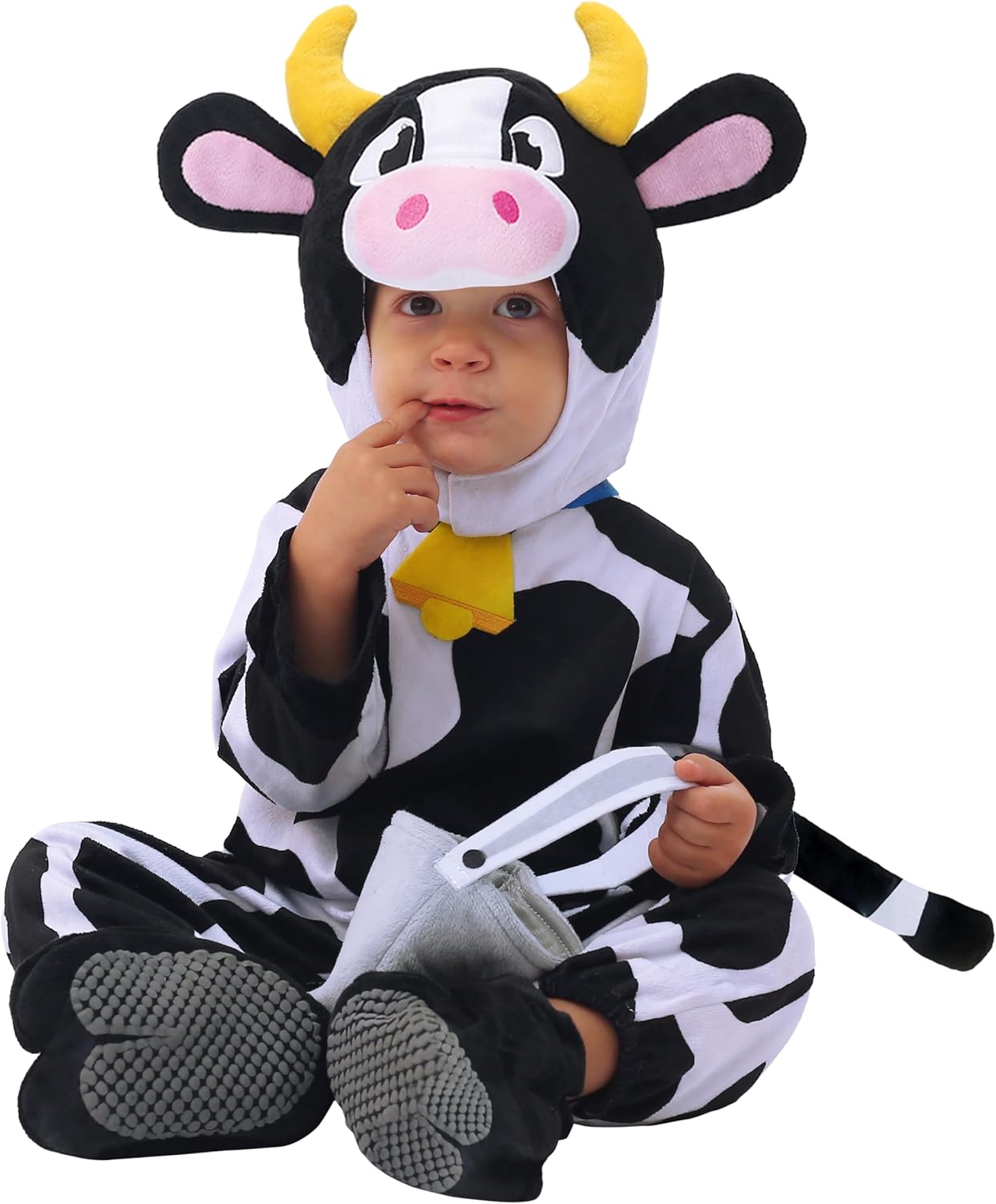 Spooktacular Creations Baby Cow Costume with Milking Bucket for Toddler, Kids Halloween Farm Party Dress Up (12-18 Months)