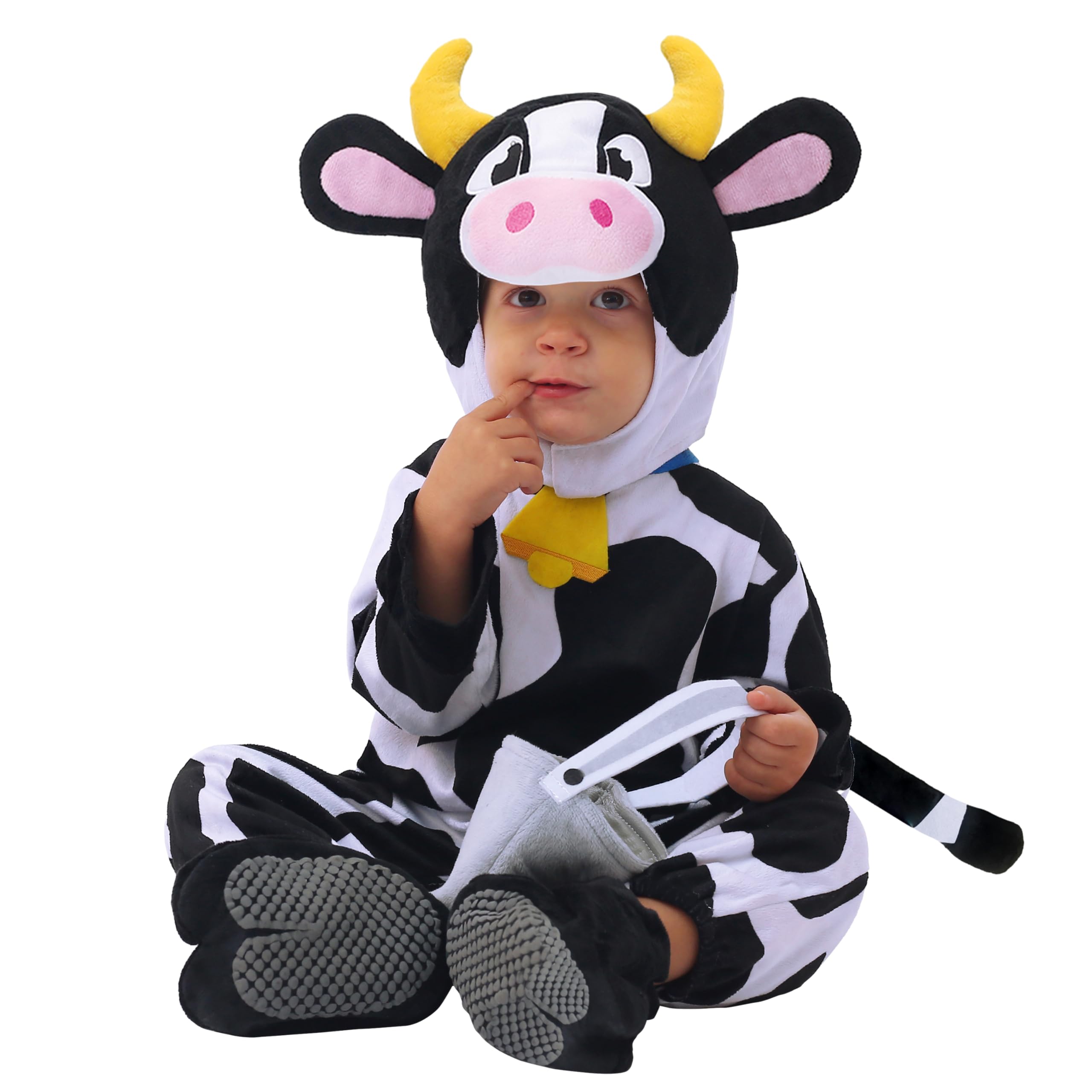 Spooktacular Creations Baby Cow Costume with Milking Bucket for Toddler, Kids Halloween Farm Party Dress Up (12-18 Months)