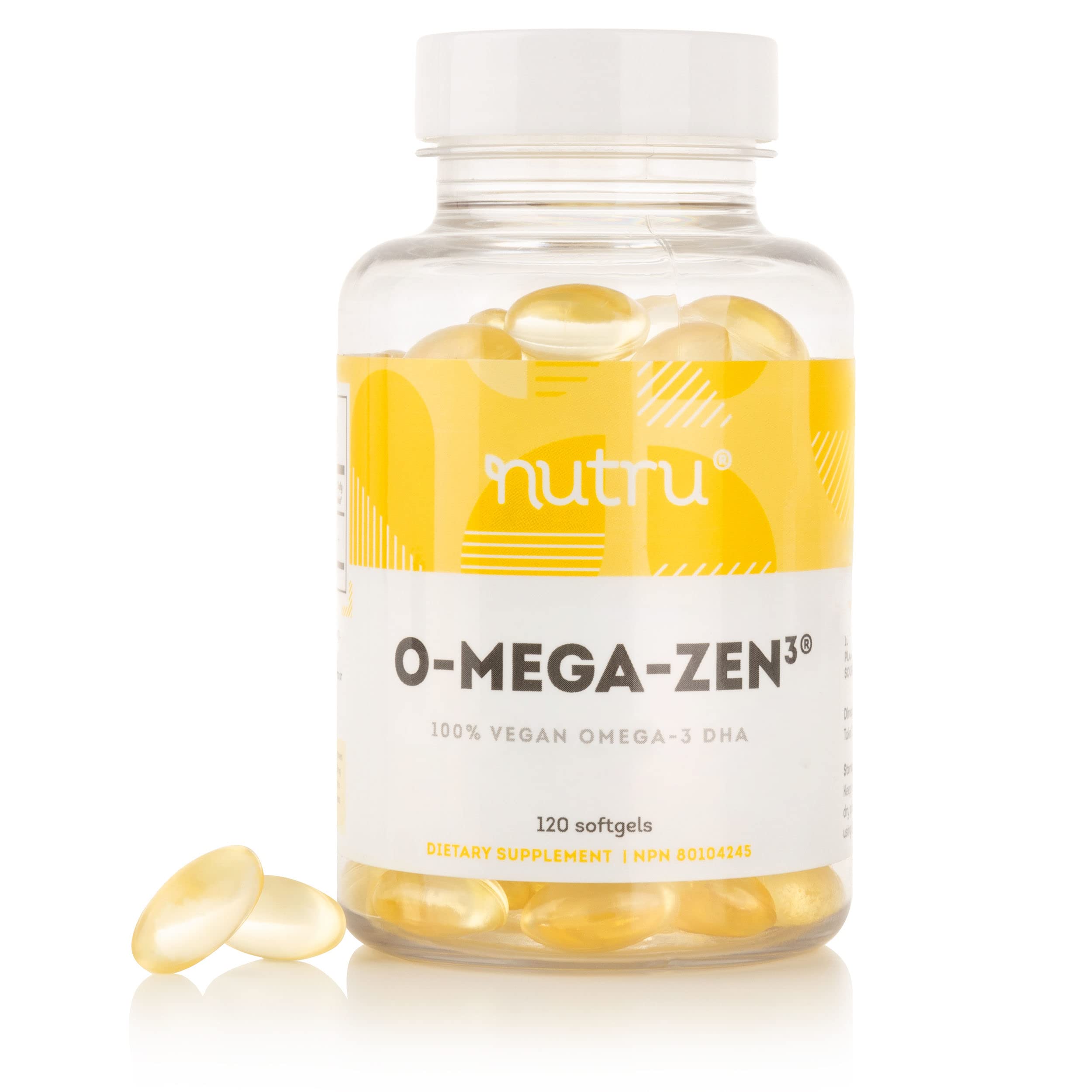 Nutru O-Mega-Zen3 Vegan Omega 3 DHA Supplement - 400 mg DHA Essential Fatty Acids - Carrageenan Free - Premium Algal Based Fish Oil Alternative Supplement - 120 Softgels