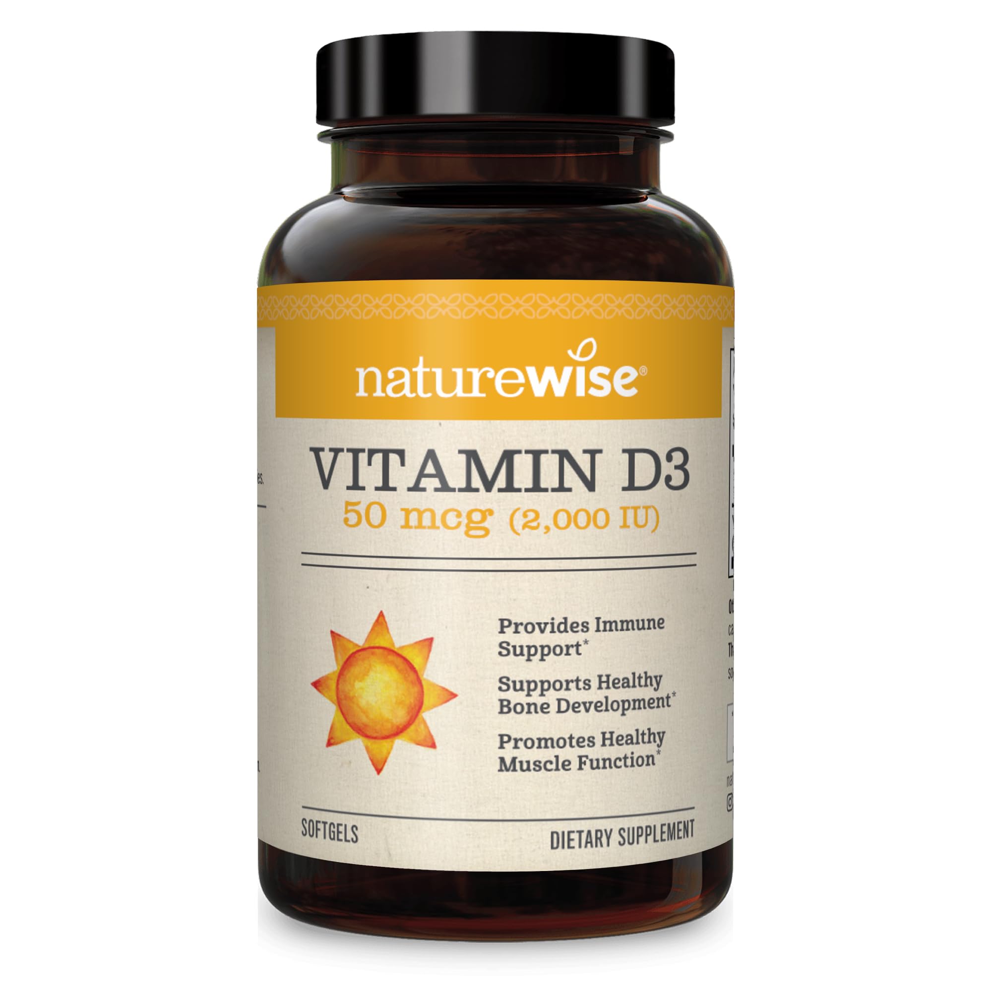 NatureWise Vitamin D3 2000iu (50 mcg) Healthy Muscle Function, and Immune Support, Non-GMO, Gluten Free in Cold-Pressed Olive Oil, Packaging Vary ( Mini Softgel), 360 Count(Pack of 1)