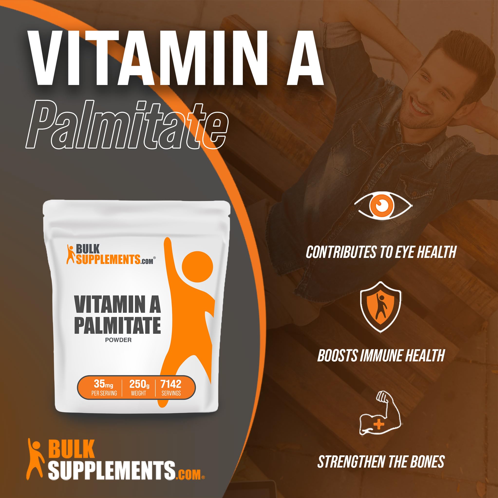 BULKSUPPLEMENTS.COM Vitamin A Palmitate Powder - Vitamin A Retinol Palmitate - Vitamin A Supplement - Pure Vitamins - Acne Vitamins (250 Grams 8.8 oz)