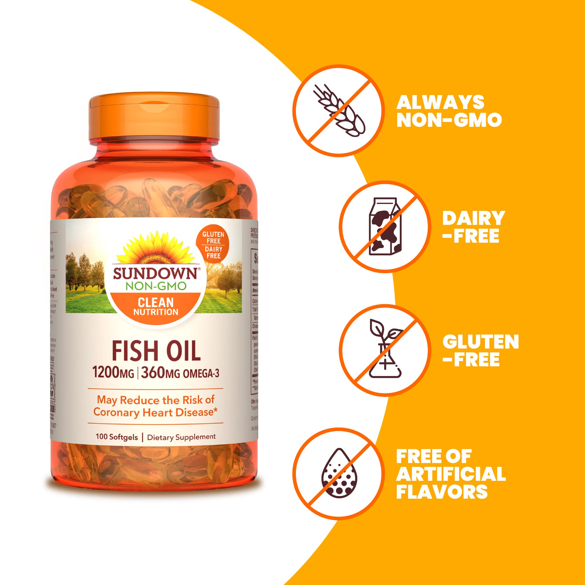 Sundown Fish Oil Extra Strength 1200 mg, 100 Softgels (Packaging May Vary)