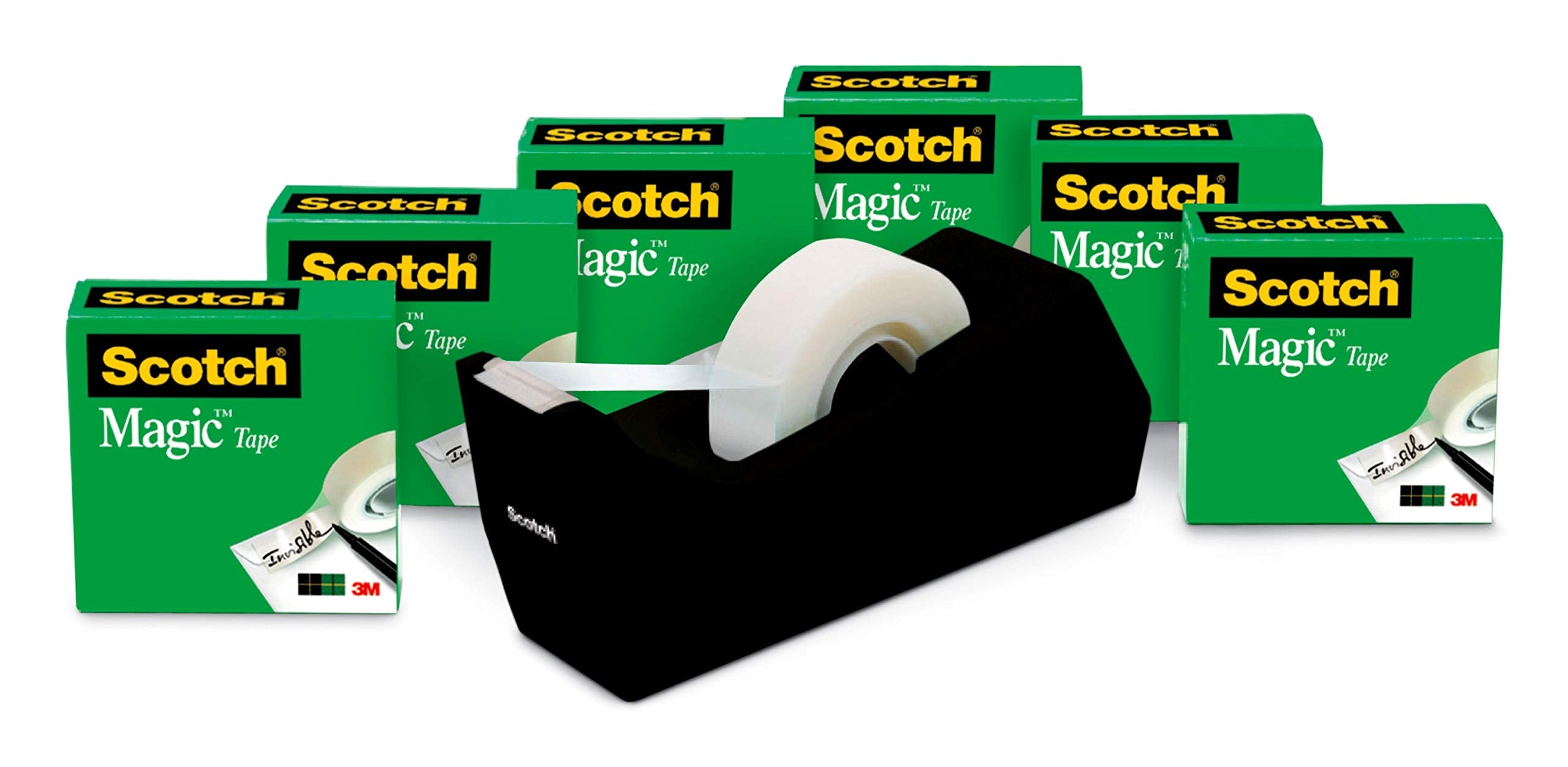 Scotch Magic Tape, Invisible, Back to School Supplies and College Essentials for Students and Teachers, 6 Tape Rolls With Dispensers, 3/4 x 1000 Inches