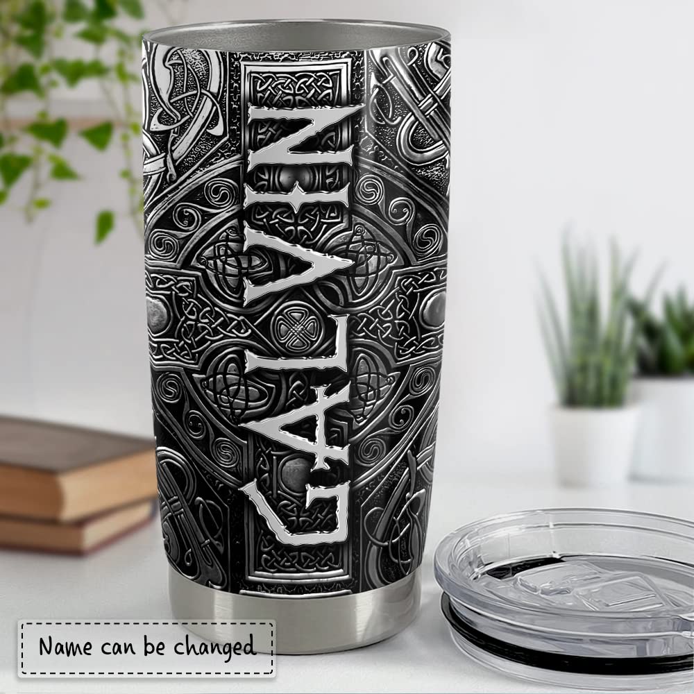 SANDJEST Personalized Wolf Tumbler Raven Viking 20oz 30oz Tumblers with Lid Gift for Men Dad Son Father Husband Christmas Birthday