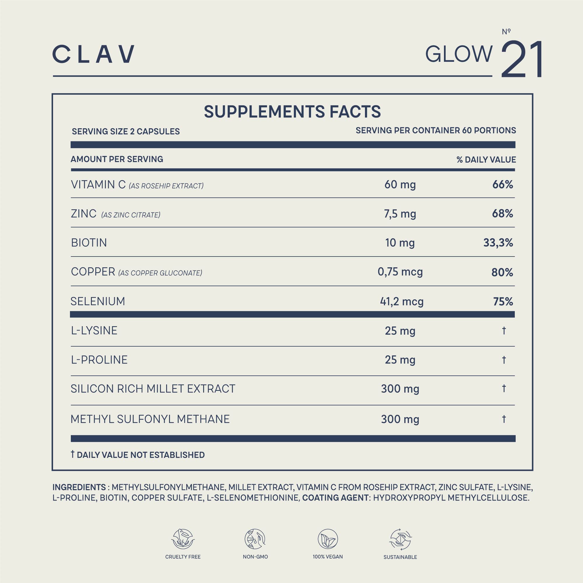 CLAV® Glow Hair Vitamins with Biotin 10000mcg - Vegan Hair Growth Supplement - Hair, Skin, Nail Nutrients with Zinc & Selenium - 120 Capsules for Men & Women - Made in Germany