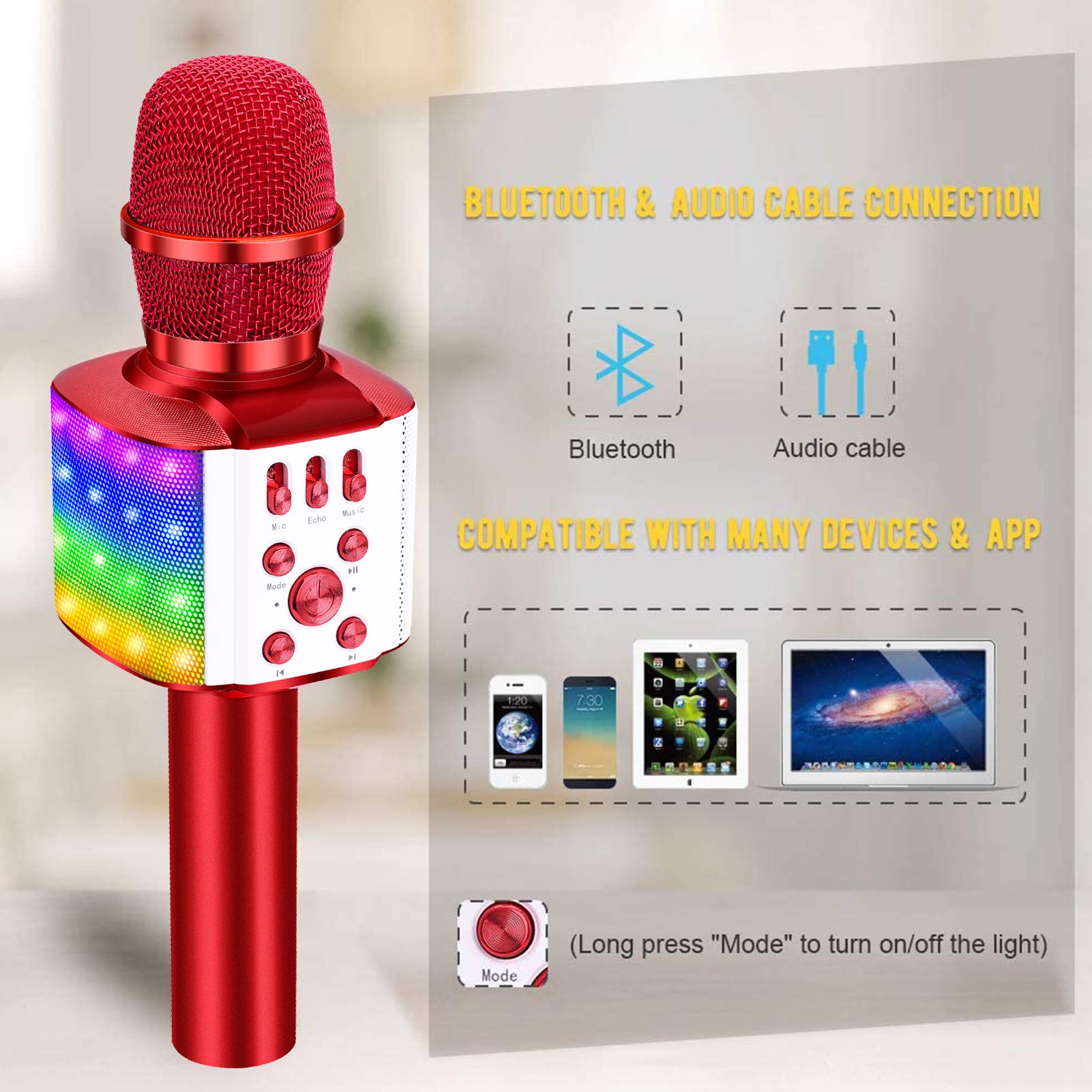 BONAOK Q37 & Q36 Karaoke Microphone, Portable Karaoke Machine for Kids and Adults Birthday Party Home Indoor Outdoor