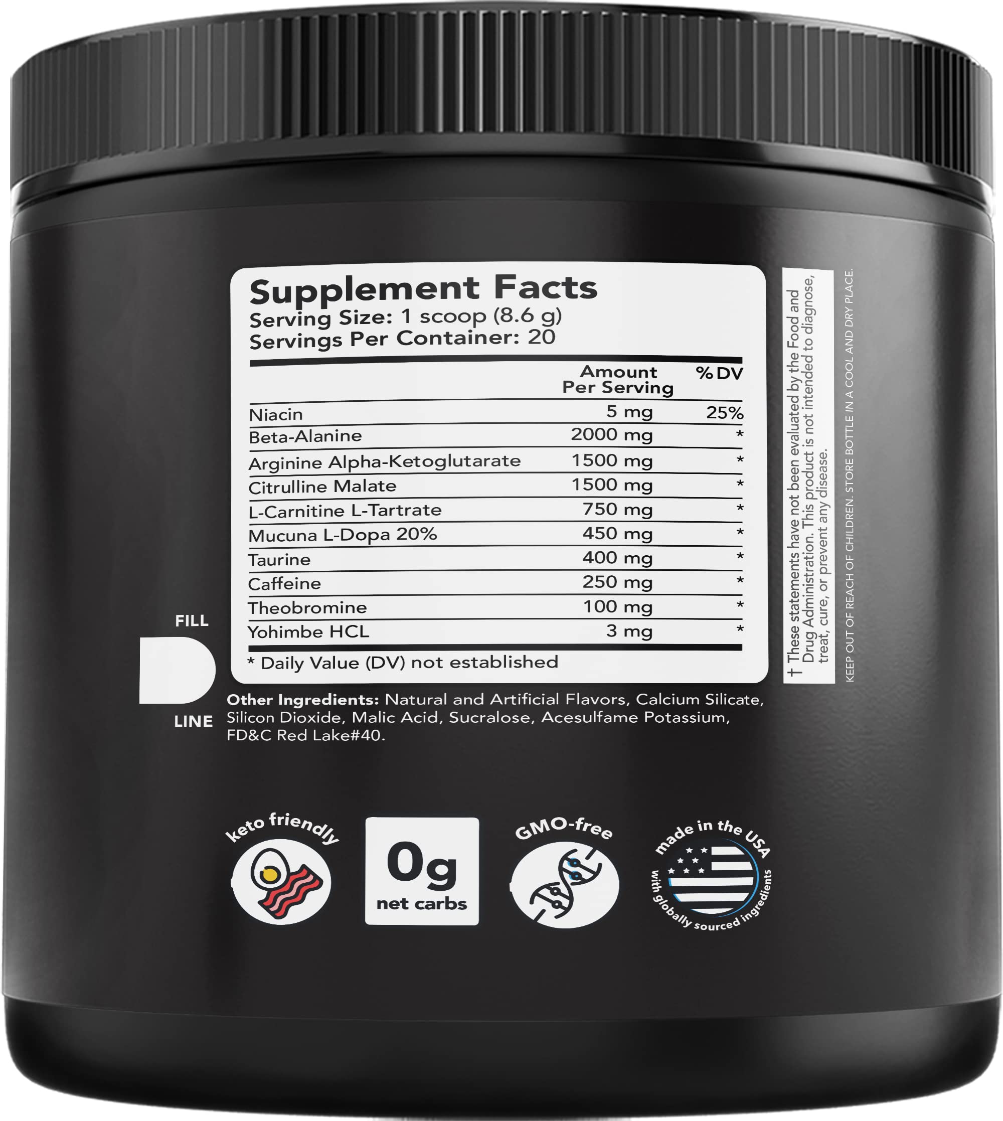 Vitamin Bounty Gx7 Sugar Free Pre Workout Powder, Watermelon - Keto, Energy Supplement with Beta-Alanine, Caffeine, Preworkout for Women and Men, 0g Net Carbs, Non-GMO - 20 Servings