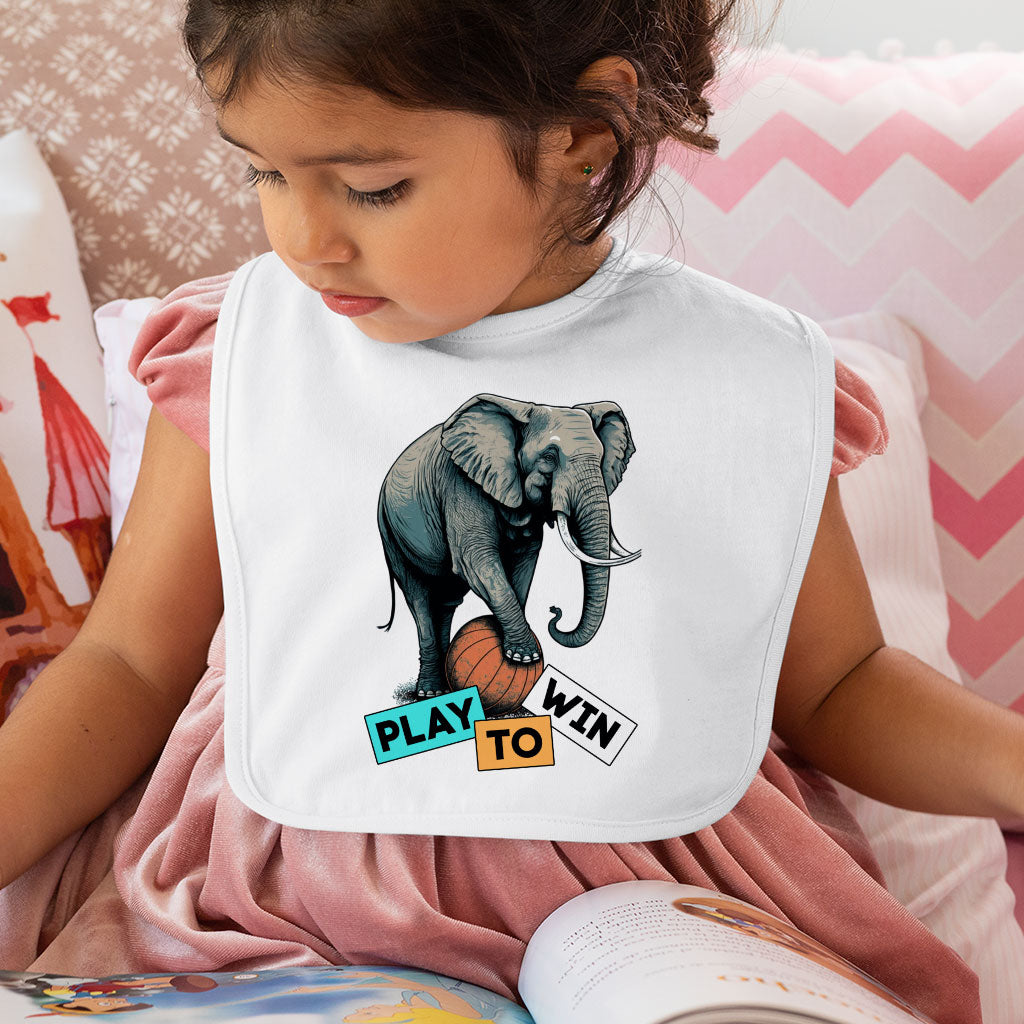 Play to Win Baby Bibs - Elephant Baby Feeding Bibs - Basketball Bibs for Eating