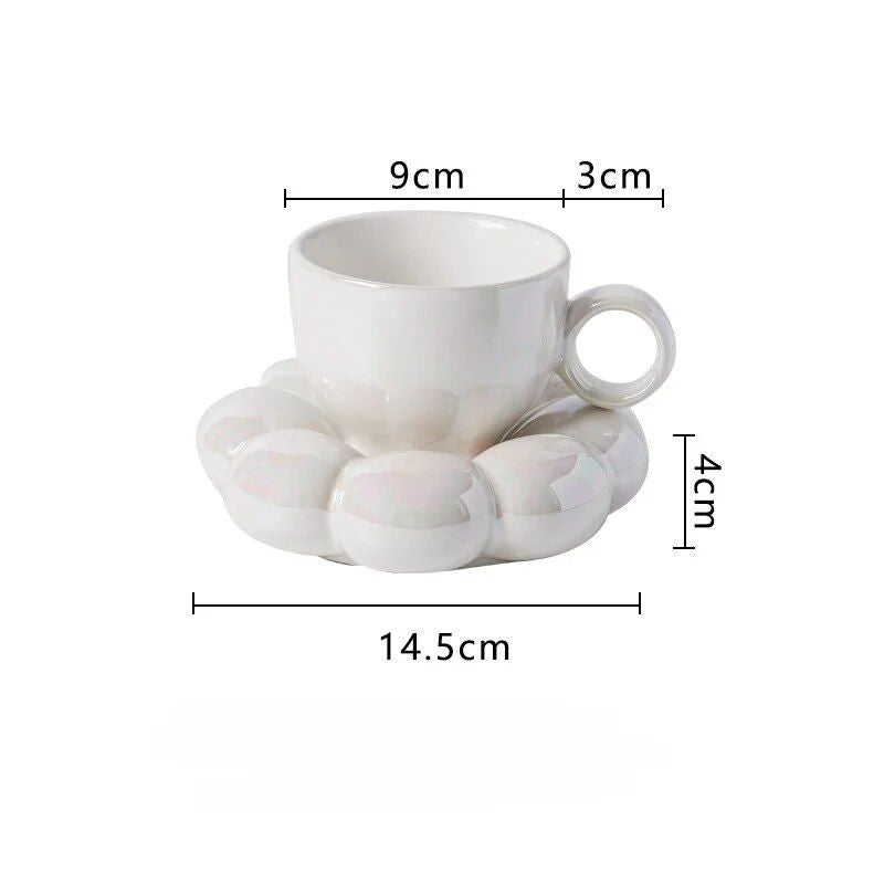 Sunflower Porcelain Teacup & Saucer Set - Eco-Friendly 200ml Home Drinkware for Breakfast & Teatime