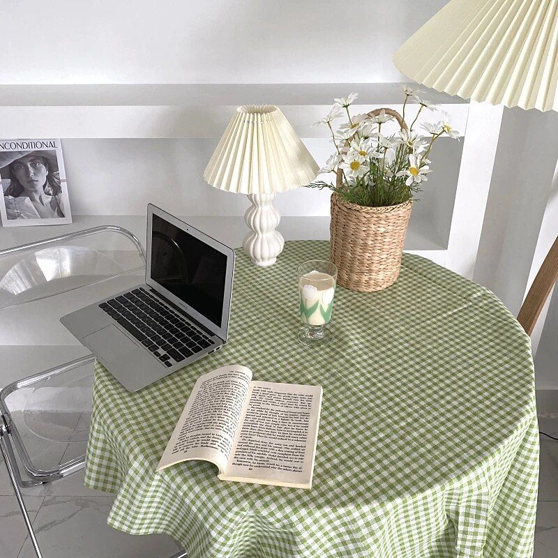 Elegant Korean-Style Plaid Tablecloth