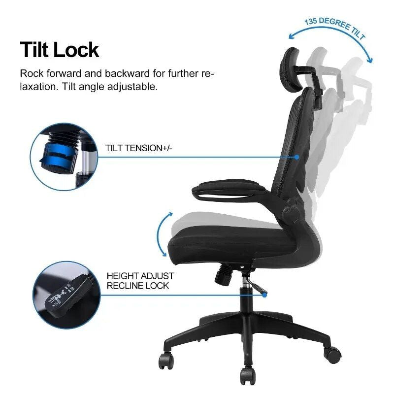 Ergonomic High Back Adjustable Executive Office Chair - Black