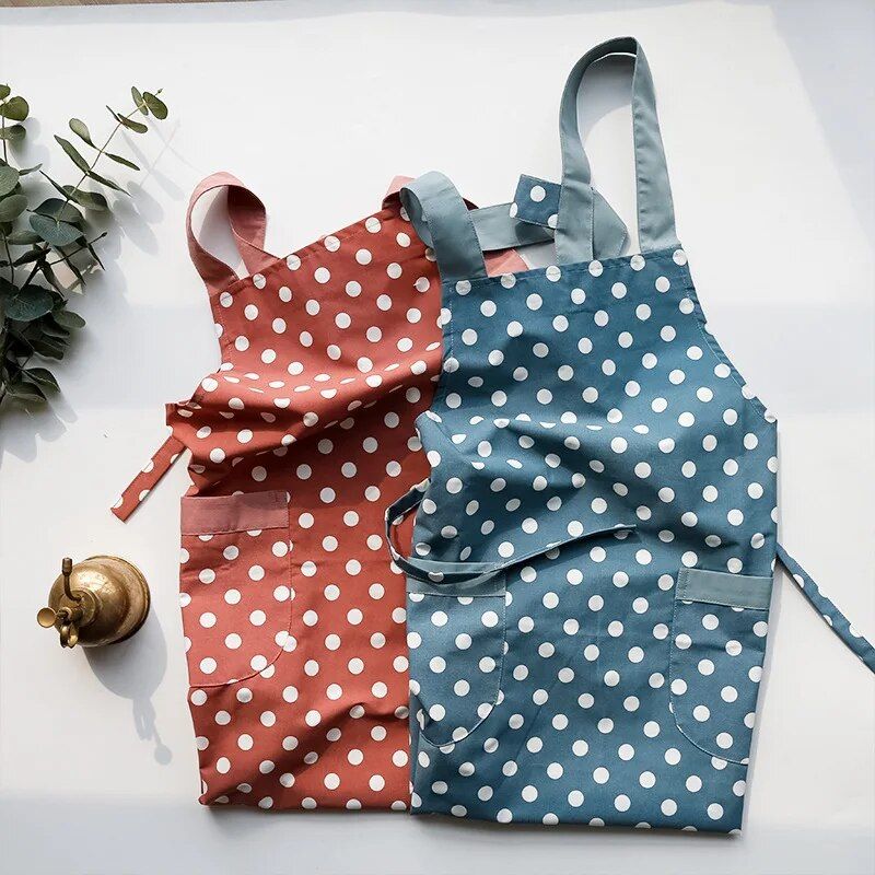 Chic Korean-Style Cotton Apron with Pocket