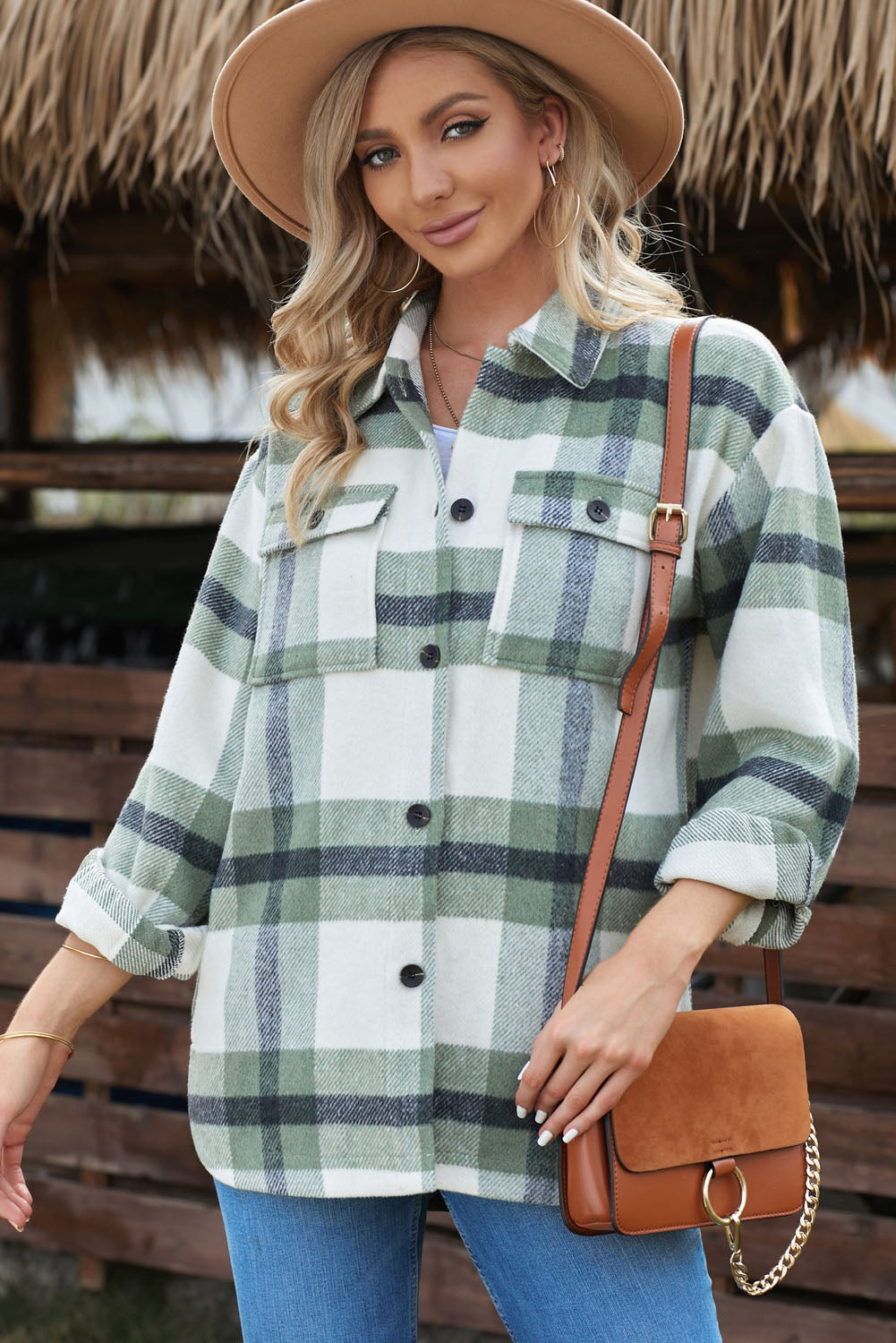 Plaid Dropped Shoulder Pocket Shacket (more color options)