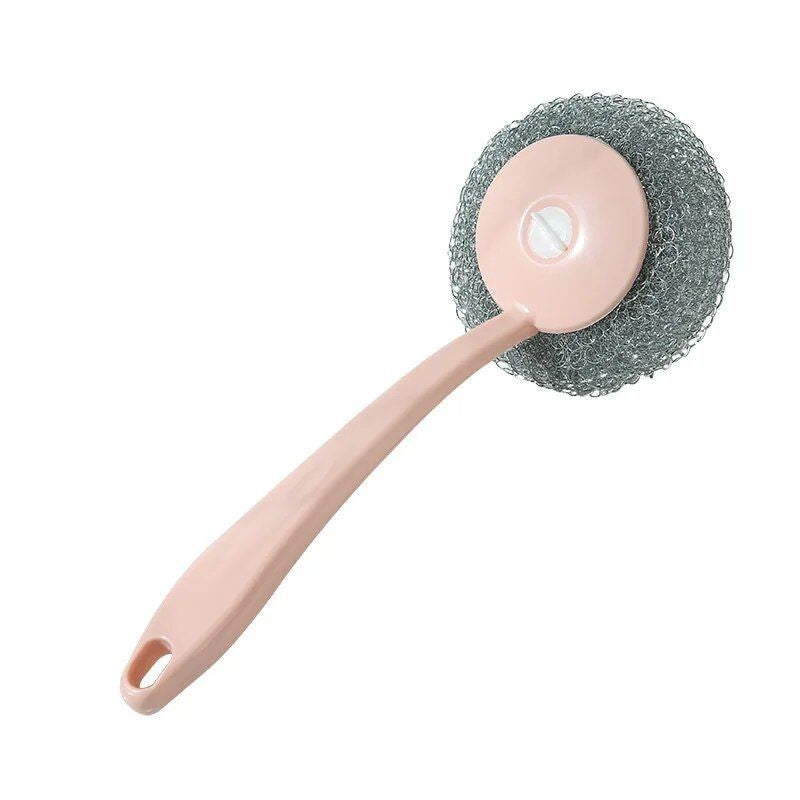 Multi-Purpose Stainless Steel Cleaning Brush with Long Handle