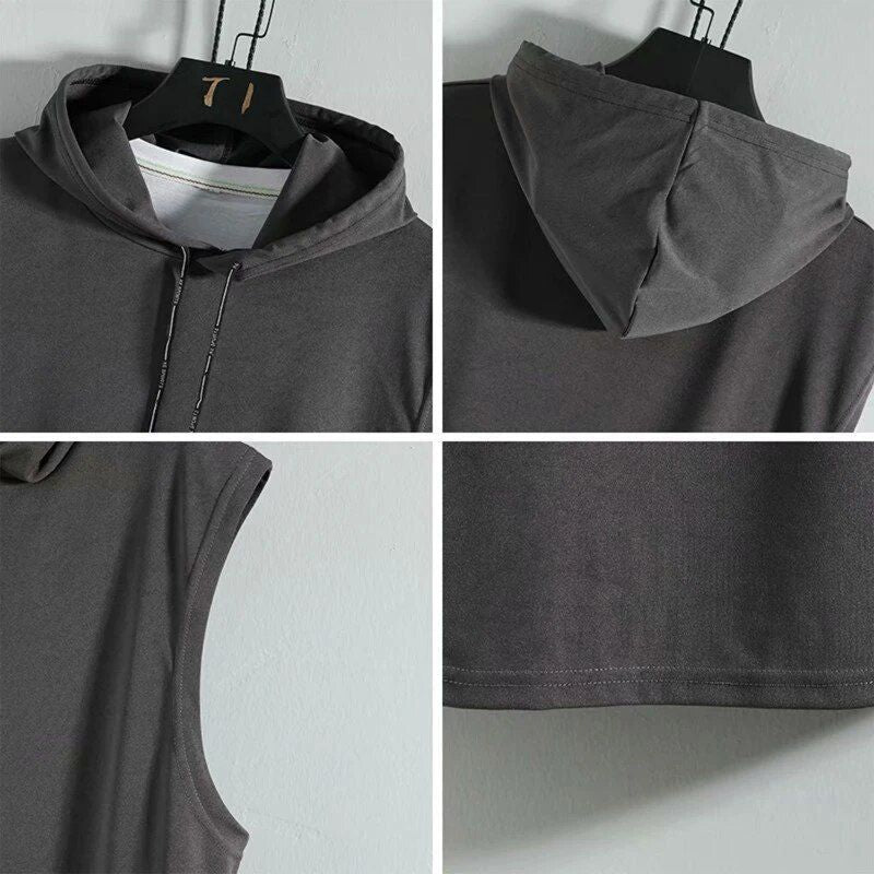 Men's Sleeveless Hooded Gym & Casual Tank Top