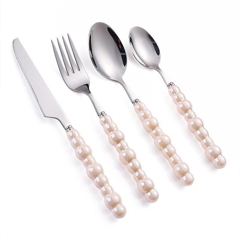 Luxurious European Pearl-Style Stainless Steel Cutlery Set