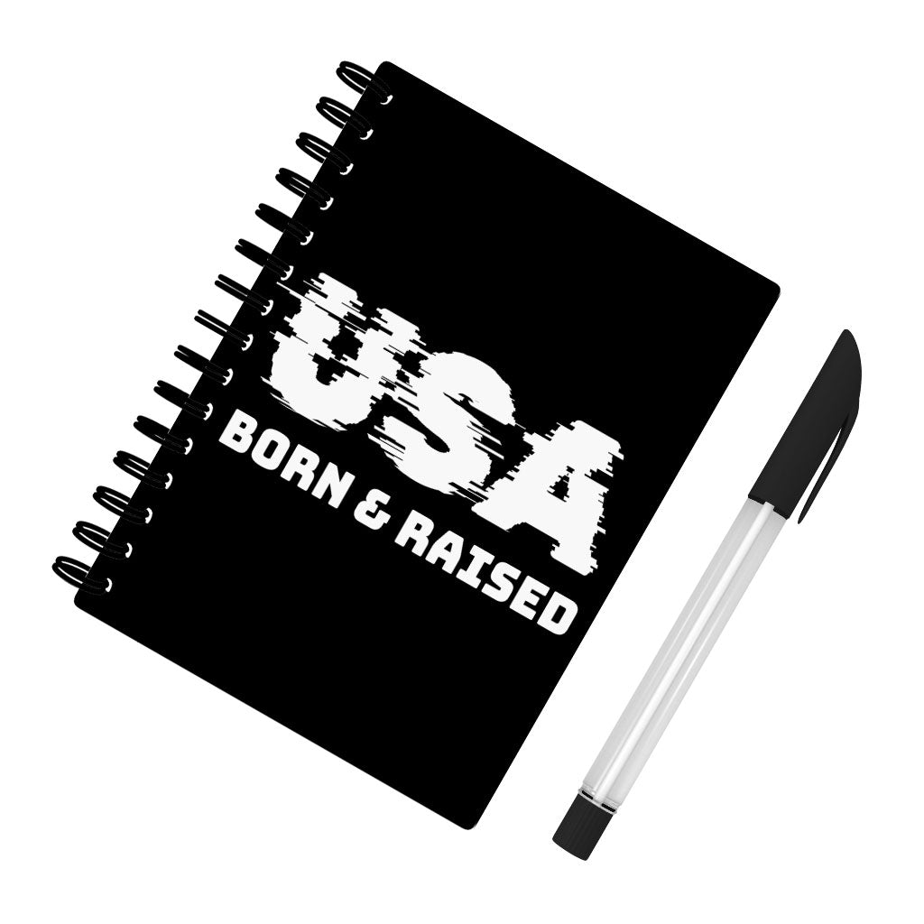 Born in the USA Spiral Notebook - Patriotic Design Notebook - Cool Design Notebook