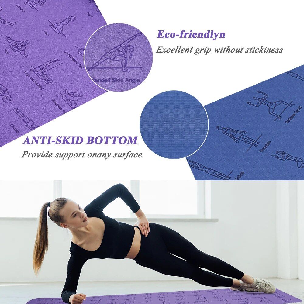 Premium Comfort & Anti-Skid Yoga Mat - 183x61cm, 6mm Thick, Eco-Friendly TPE, Ideal for Beginners