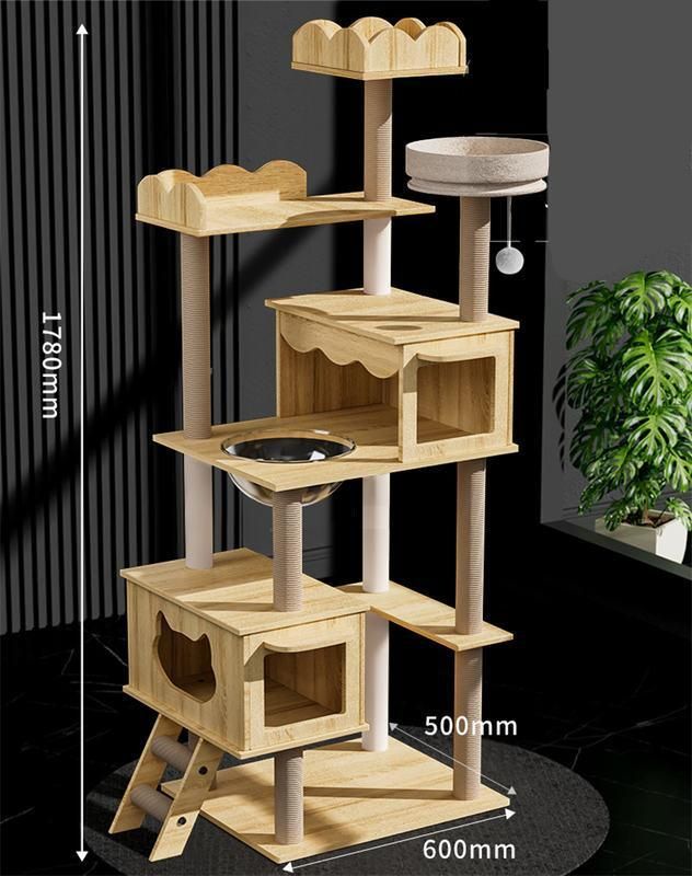 Luxury 5-Tier Wooden Cat Tower