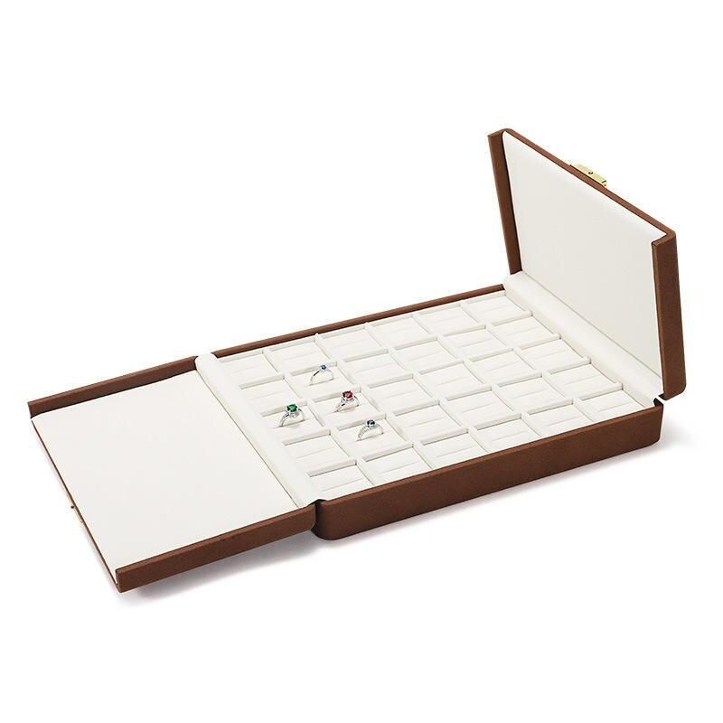 Luxurious Leather Jewelry Box - Double Lid Display & Storage Case