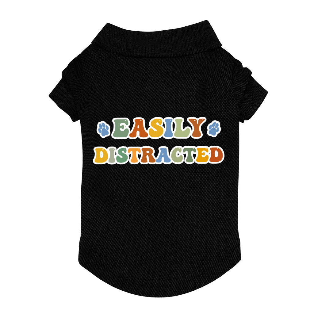 Easily Distracted Dog Polo Shirt - Themed Dog T-Shirt - Colorful Dog Clothing