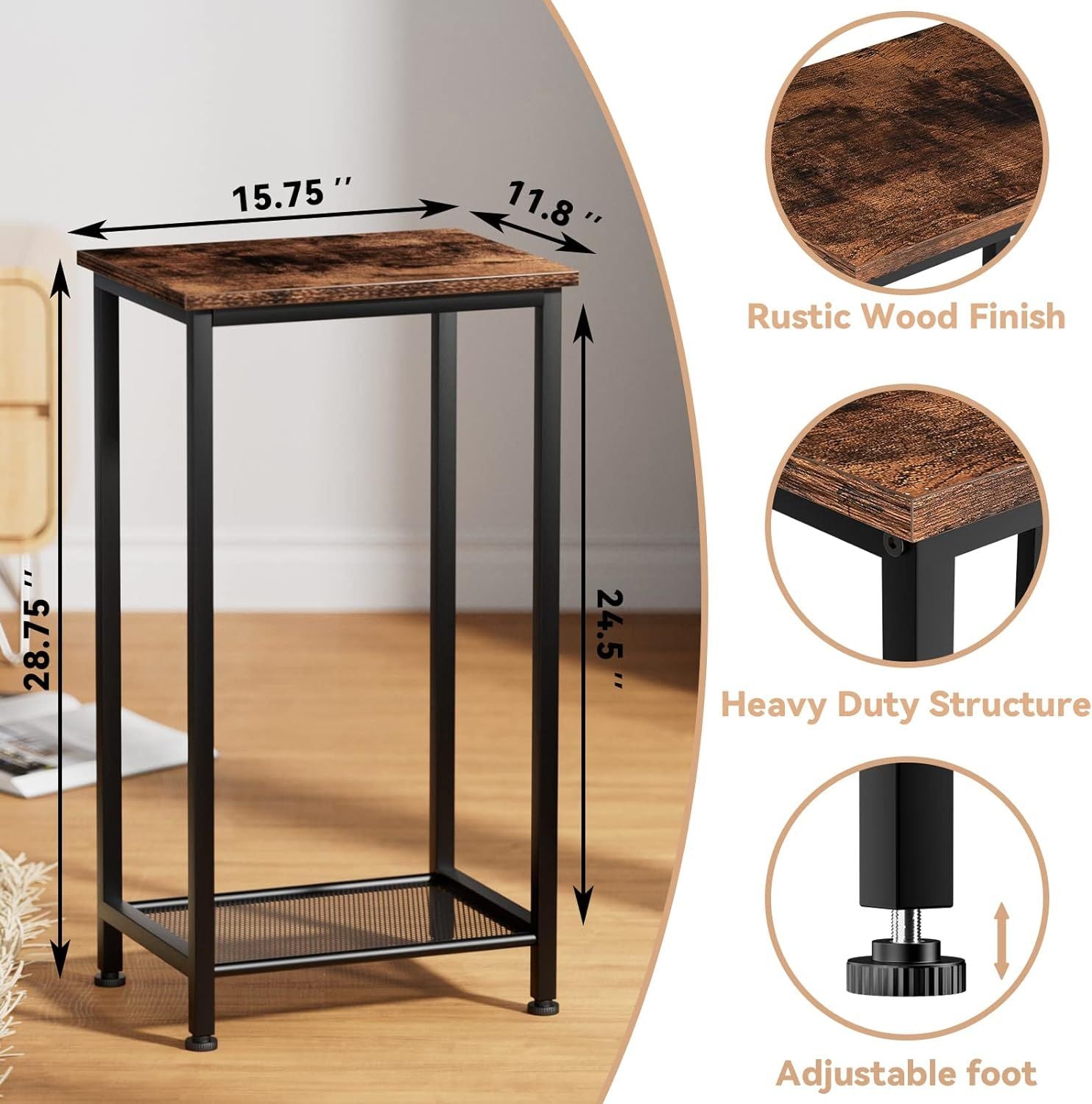 Versatile High-End Side Table with Storage Shelf