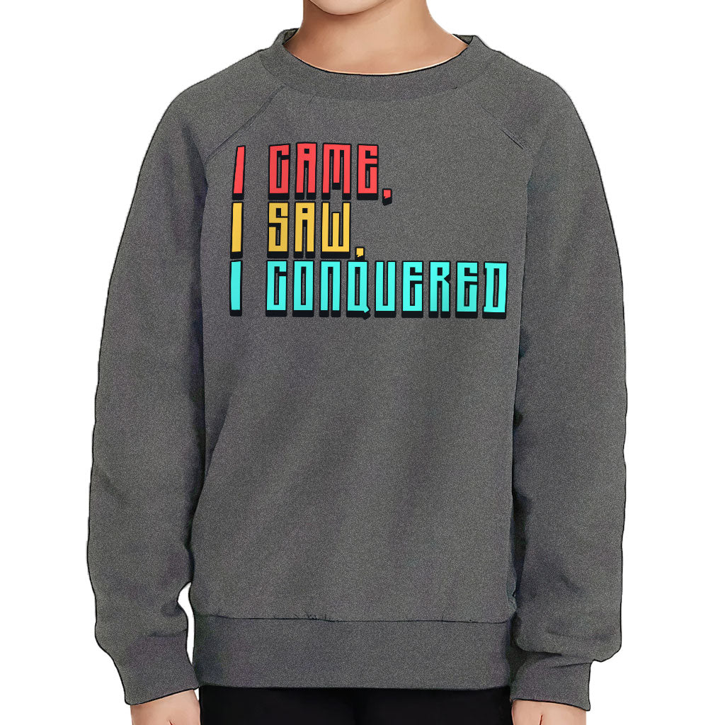 I Came I Saw I Conquered Toddler Raglan Sweatshirt - Cool Sponge Fleece Sweatshirt - Best Selling Kids' Sweatshirt