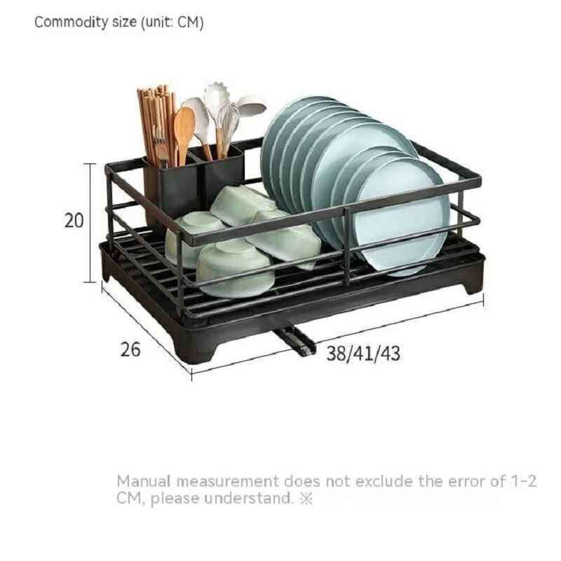 Multi-Functional Metal Dish Drying Rack with Drainboard and Utensil Holder