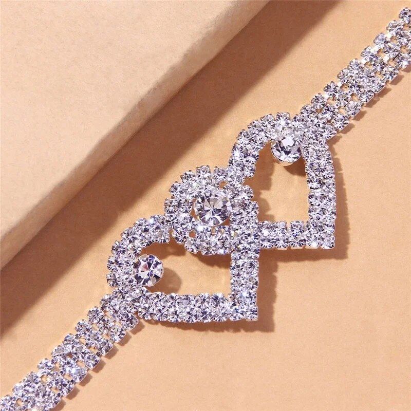 Trendy Heart-Shaped Cubic Zirconia Anklet