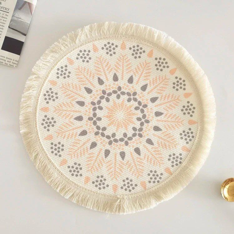 Eco-Friendly Boho Linen Round Placemats for Dining Table Decor