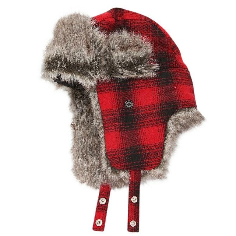 Urban Outfitters Wool & Faux Fur Buffalo Plaid Winter Trapper Aviator | Rose Quartz