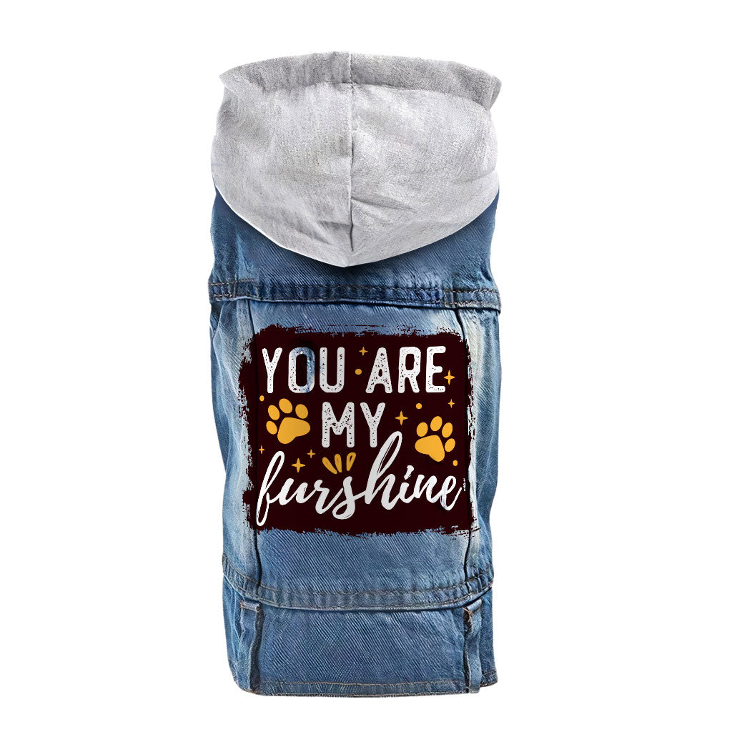 Cute Quote Dog Denim Jacket - Furshine Dog Denim Coat - Text Design Dog Clothing