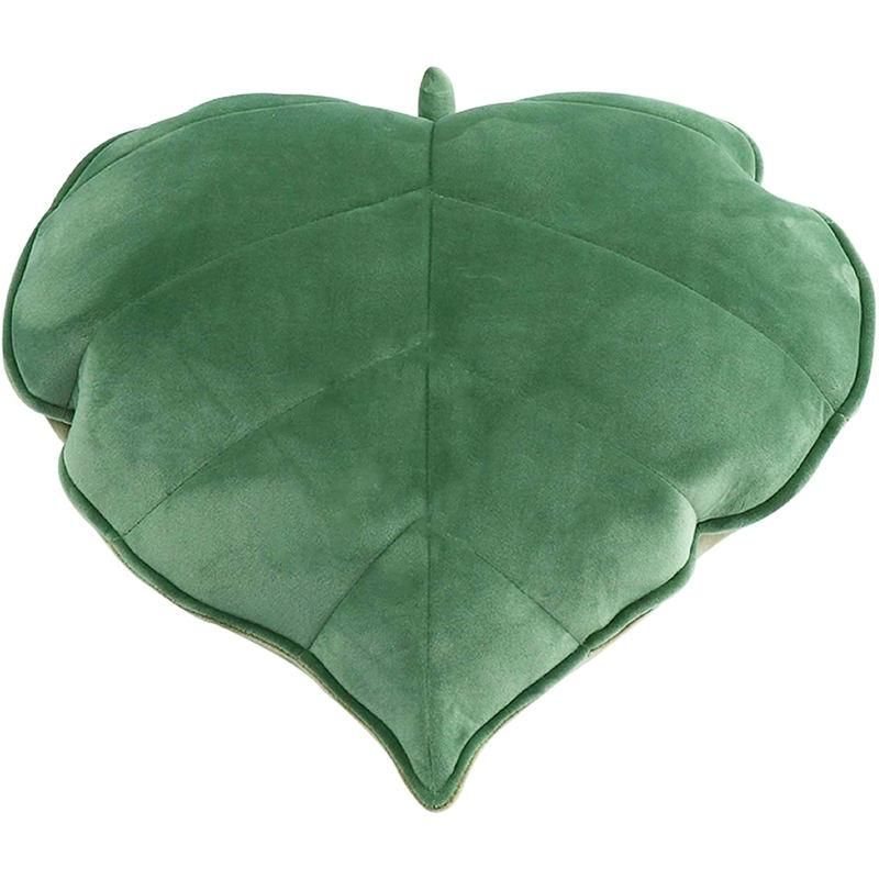 Plush Green Leaf Shaped Decorative Throw Pillow