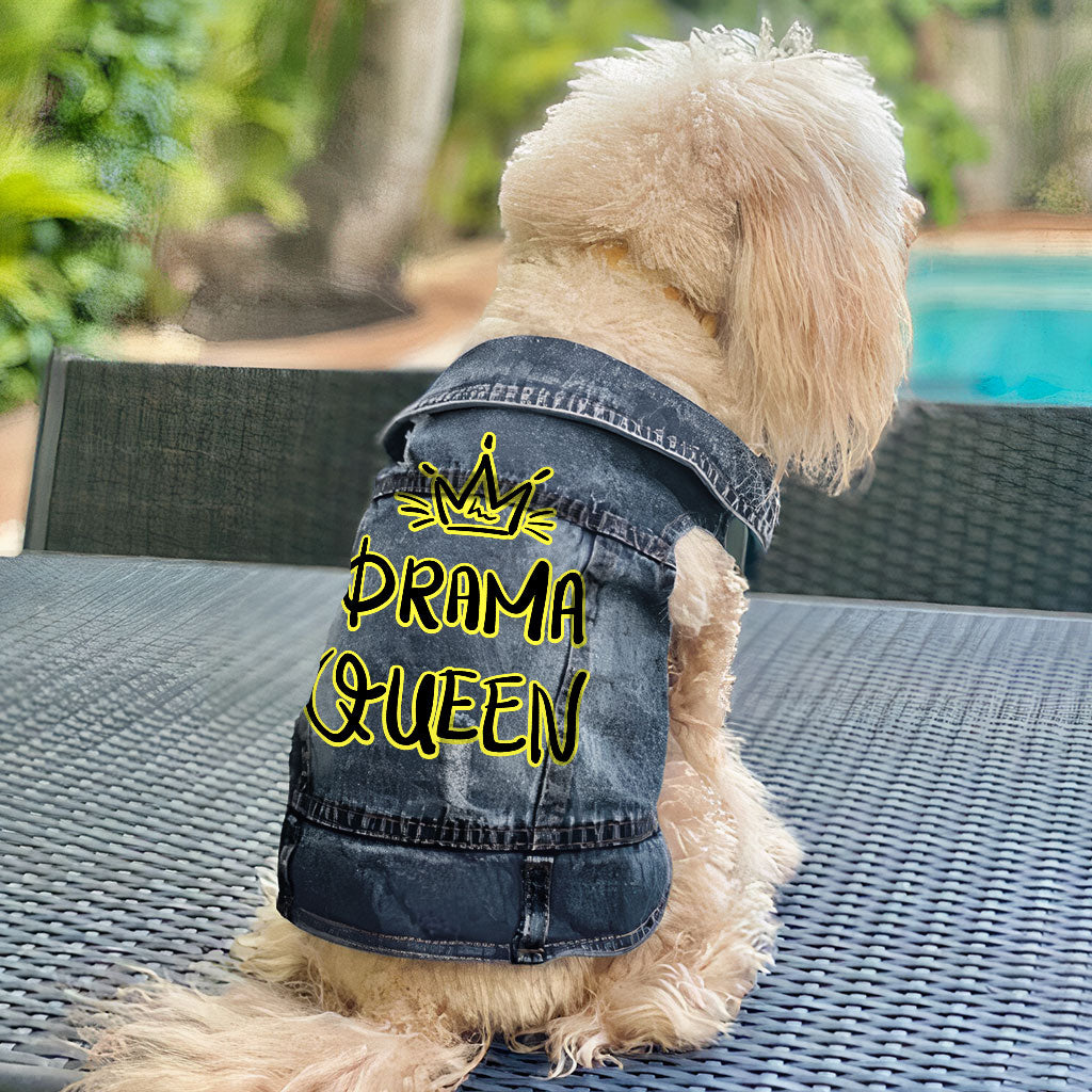 Drama Queen Dog Denim Vest - Funny Dog Denim Jacket - Themed Dog Clothing