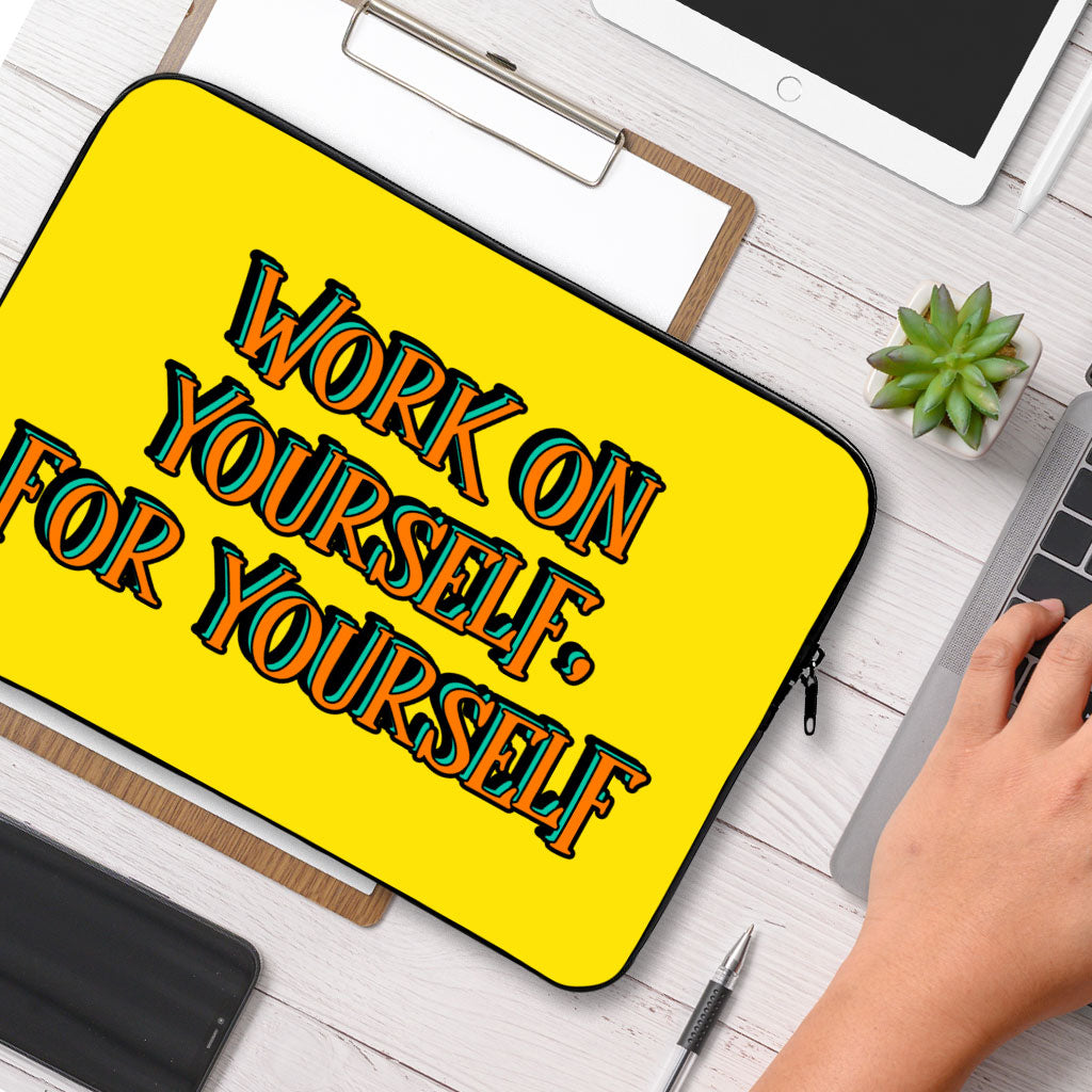 Work on Yourself MacBook Air 14" Sleeve - Cool Laptop Sleeve - Quote MacBook Sleeve