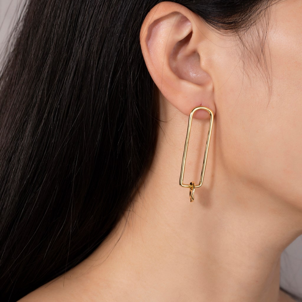 Oblong Gold Earrings