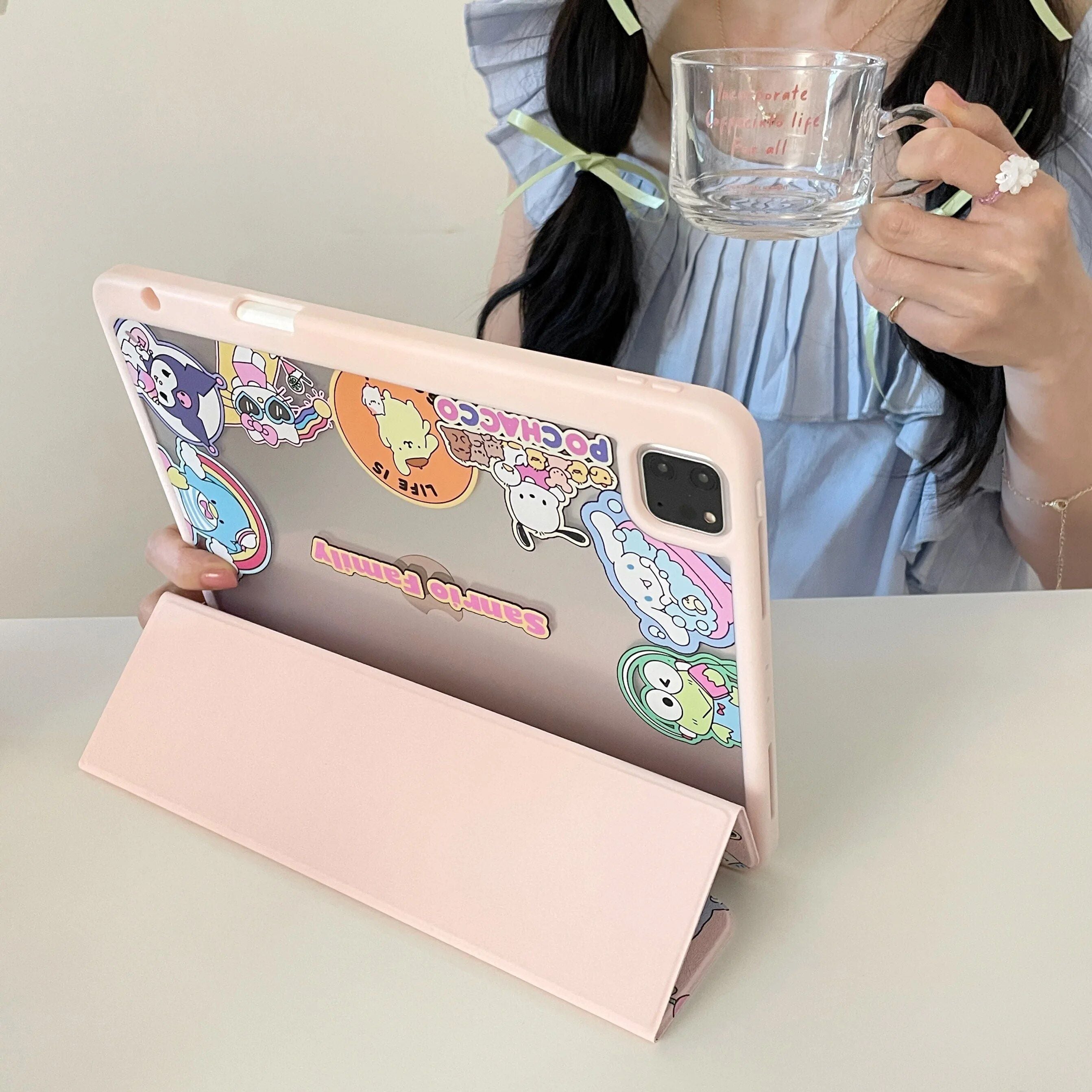 Chic Hello Kitty Kuromi iPad Case with Pen Slot