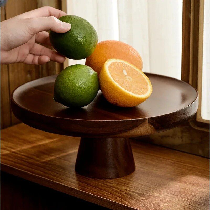 Elegant Walnut Solid Wood Cake & Fruit Tray