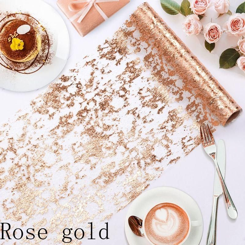 Luxurious Gold Foil Mesh Sequin Table Runner for Weddings and Special Events