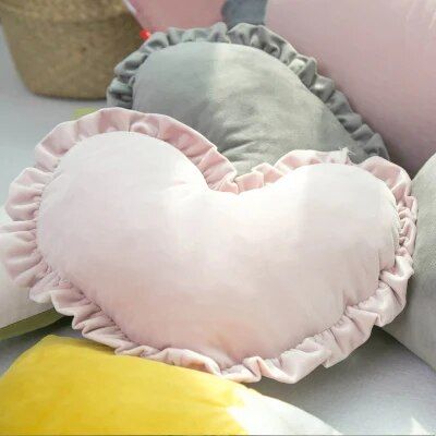 Charming Soft Pink Heart-Shaped Velvet Cushion