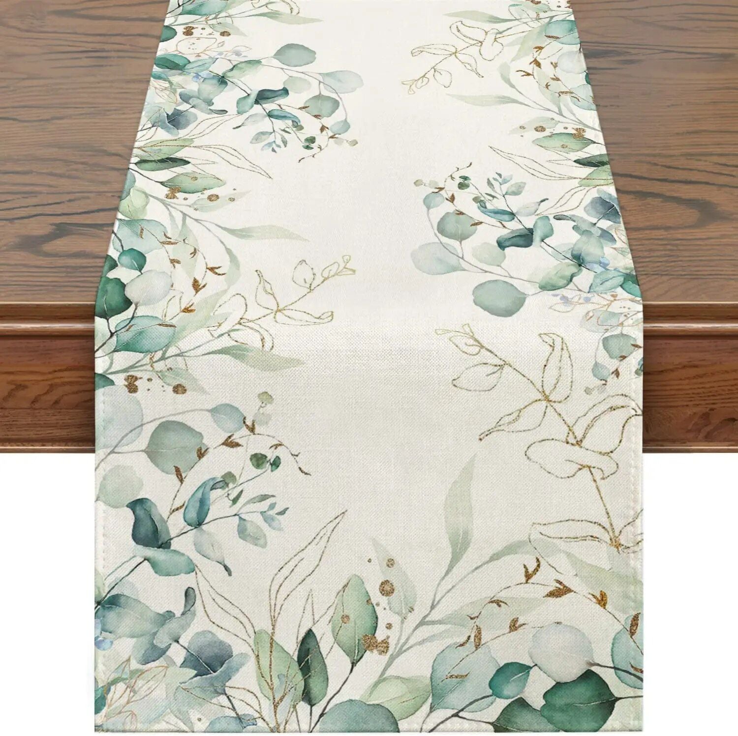 Spring Green Eucalyptus Linen Table Runner