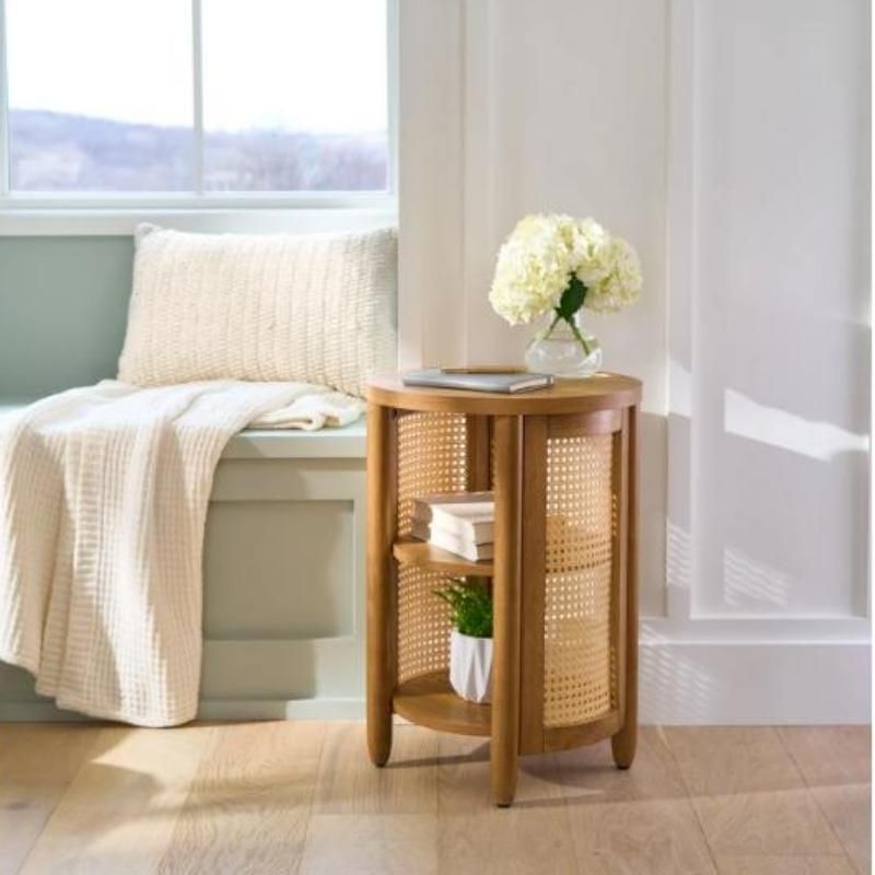 Springwood Tropical Caning Side Table with Open Shelves