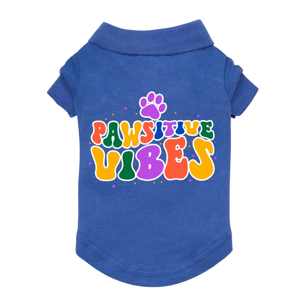 Pawsitive Vibes Dog Polo Shirt - Colorful Text Dog T-Shirt - Cool Dog Clothing