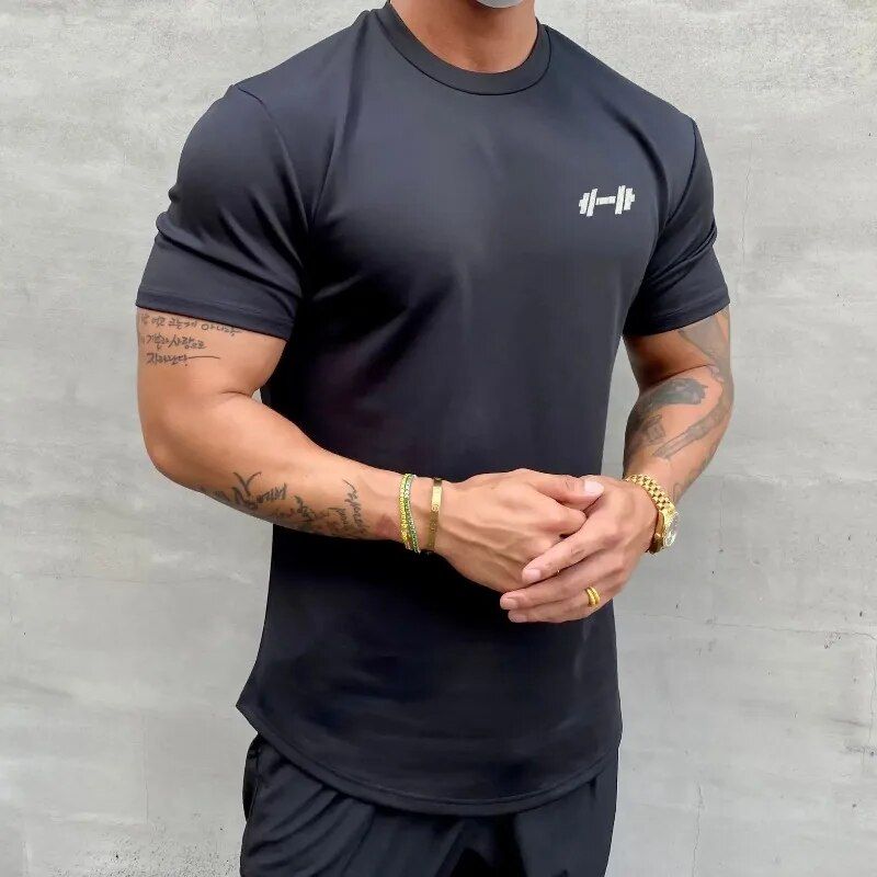 Summer Slim-Fit Sports Tee: Men's Cotton Muscle-Show Top