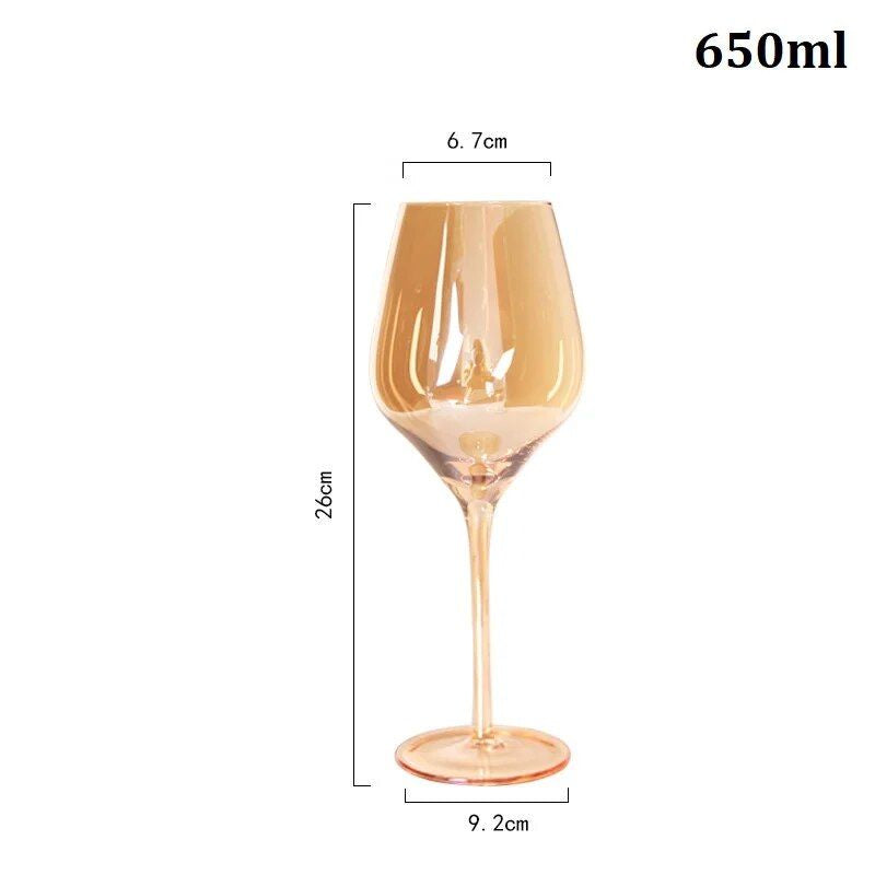 Elegant Amber Crystal Wine & Champagne Glasses - Handmade Goblet Set for Special Occasions