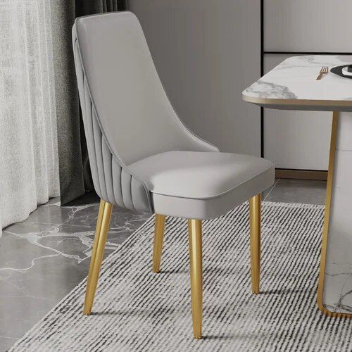 Elegant Modern Dining Chair with Gold Legs - Luxury Synthetic Leather Seating for Home and Events