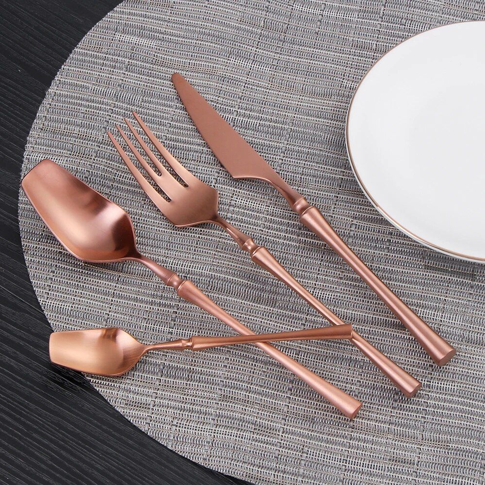 Elegant 24-Piece Gold Stainless Steel Cutlery Set