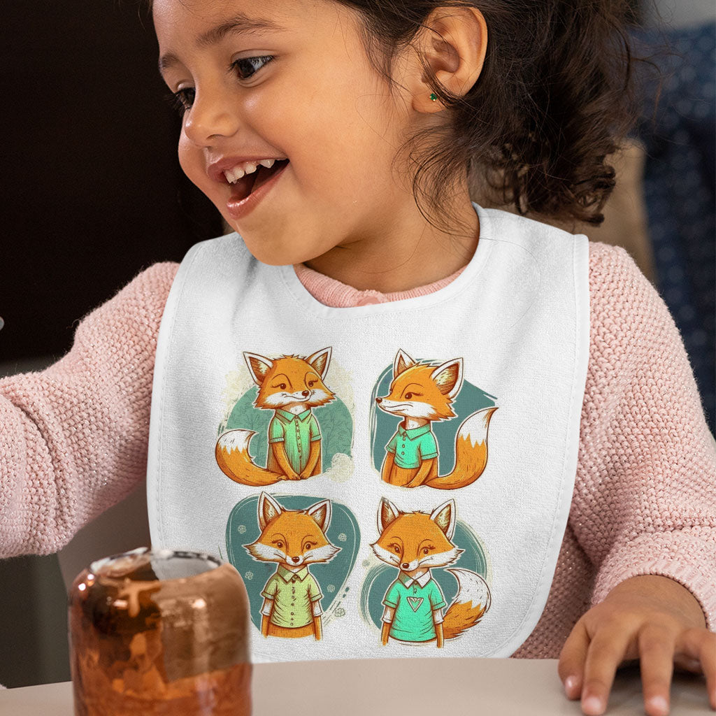 Kawaii Fox Baby Bibs - Cartoon Design Baby Feeding Bibs - Animal Bibs for Eating