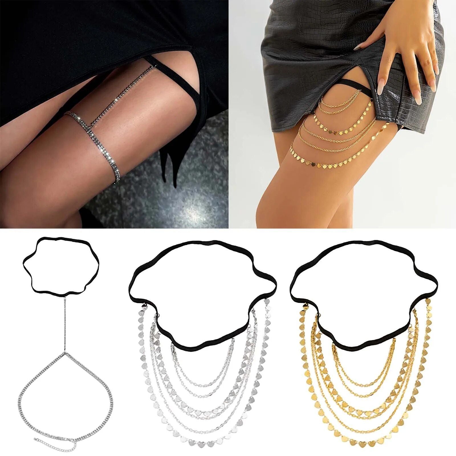 Elegant Rhinestone Leg Chain