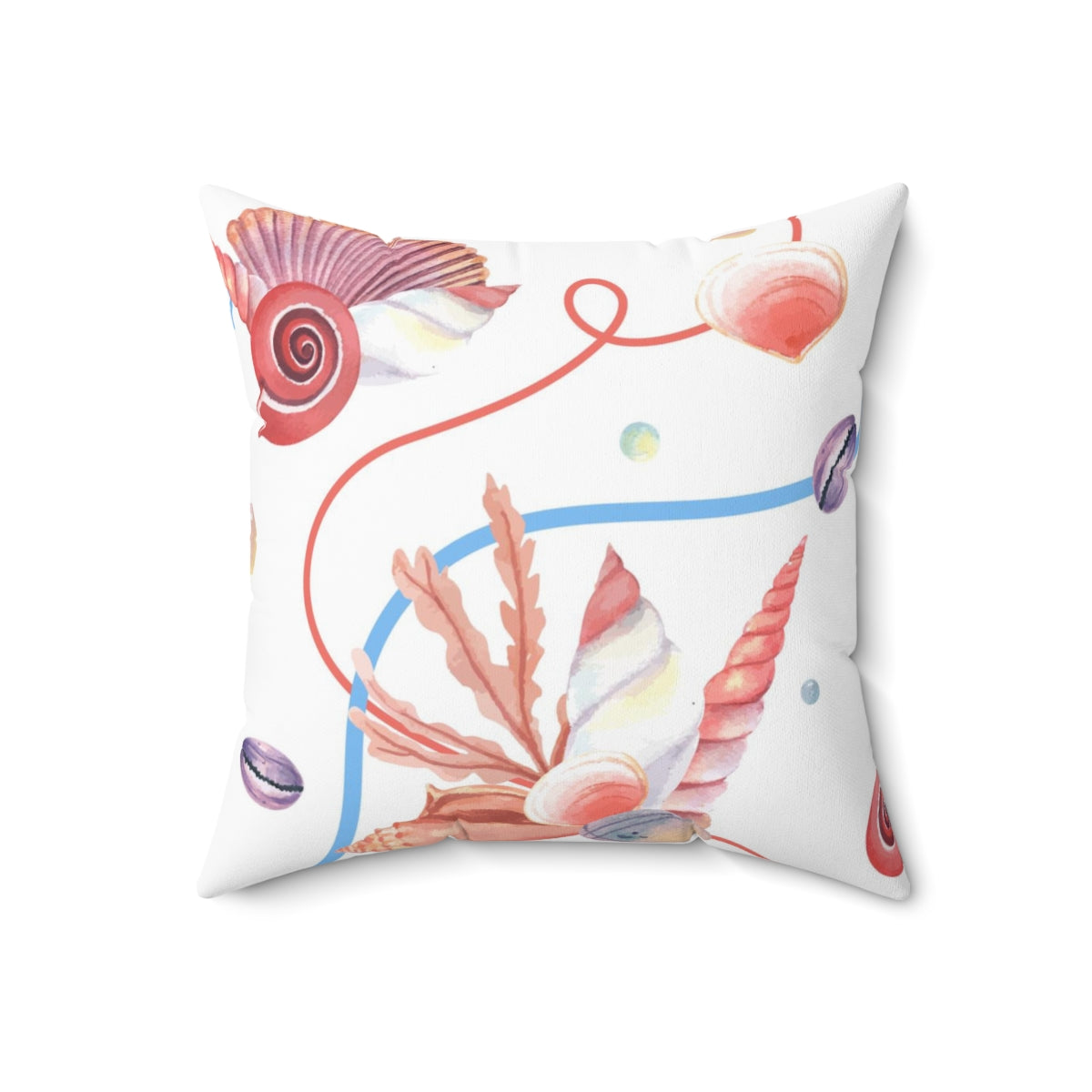 Uniquely You Decorative Throw Pillow Cover, Beach Seashell Coral